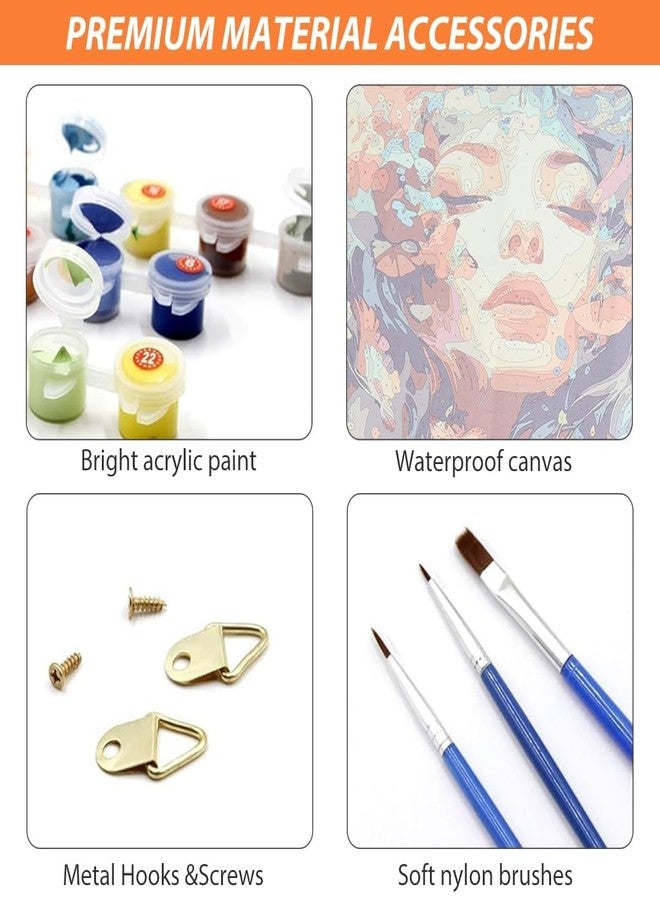 TREXEE مجموعة الرسم بالأرقام من TREXEE للكبار والصغار (16×20 بوصة) - لوحة زيتية رومانسية على قماش - مجموعة الرسم بالأكريليك للكبار والصغار - لوحة زيتية للمبتدئين - ديكور حائط - ديكور منزلي عصري (بدون إطار) - Image 3